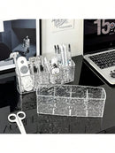 Organizador de Cosmético Porta Pincel Maquiagem Penteadeira 4 Divisórias Diamante