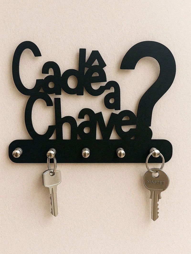 Vendedor IndicadoPorta Chaves Cadê a Chave? Em MDF Preto 13x18