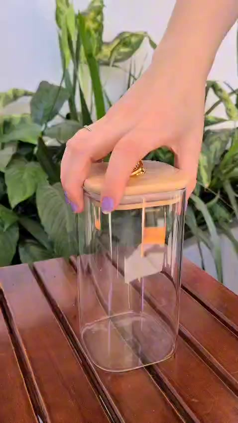 Pote de Vidro com Tampa de Bambu Hermético MODELOS DIVERSOS Porta Temperos Cozinha