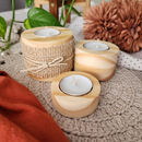 Trio de Velas Madeira Pinus