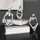 Trio de Estatuas Pensador de Gesso Escultura Nórdica Abstrata Moderna Decoração Casa Escritório Enfeite de Sala