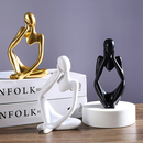 Trio de Estatuas Pensador de Gesso Escultura Nórdica Abstrata Moderna Decoração Casa Escritório Enfeite de Sala