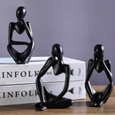 Trio de Estatuas Pensador de Gesso Escultura Nórdica Abstrata Moderna Decoração Casa Escritório Enfeite de Sala