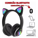 Fone De Ouvido Bluetooth Orelha Gatinho Infantil Led Sem Fio