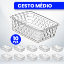 🧺 Kit Especial: Compre 05 Cestos Organizadores e Ganhe + 05 | Multiuso Transparente 20x15,5x6,5