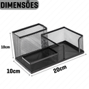 Kit 3 Porta Caneta Organizador de Mesa Escritório 5 Compartimentos Metal Aramado C/ Divisórias Para Lápis Treco Borracha