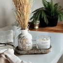 3 peças trio Vela Aromática Pote de Vidro - Bandeja Oval + Vaso + Vela Aromática 100g pote de vidro