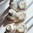 3 peças trio Vela Aromática Pote de Vidro - Bandeja Oval + Vaso + Vela Aromática 100g pote de vidro