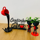 kit cantinho do café com xícara flutuante e bob com as plantas