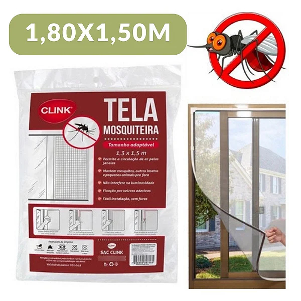 Kit Telas Mosquiteira GRANDE Janela Ajustável 1,80Mx1,50M Anti Insetos Dengue Mosquito