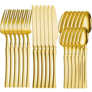 Conjunto de Talheres Dourados 24/30/48 Peças – Aço Inoxidável Premium