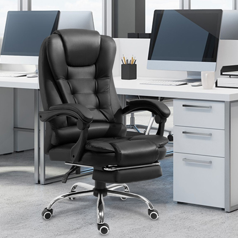 Cadeira De Escritorio Presidente Ergonomica Apoio Para Pés preto