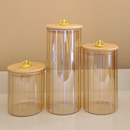 Pote de Vidro com Tampa de Bambu Hermético MODELOS DIVERSOS Porta Temperos Cozinha