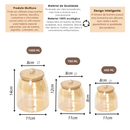 Kit Pote Dourado Vidro AMBAR BOLINHA porta tempero com tampa hermética de bambu para mantimentos PMG cozinha