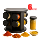 Porta Temperos Profissional Giratório 12/6 Potes Vidro com Tampa Dosadora - Lumina Home Beauty