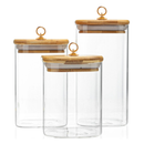 Pote de Vidro com Tampa de Bambu Hermético MODELOS DIVERSOS Porta Temperos Cozinha