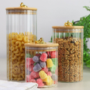 Pote de Vidro com Tampa de Bambu Hermético MODELOS DIVERSOS Porta Temperos Cozinha