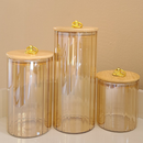 Pote de Vidro com Tampa de Bambu Hermético MODELOS DIVERSOS Porta Temperos Cozinha