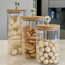 Pote de Vidro com Tampa de Bambu Hermético MODELOS DIVERSOS Porta Temperos Cozinha