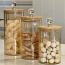 Pote de Vidro com Tampa de Bambu Hermético MODELOS DIVERSOS Porta Temperos Cozinha