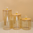 Pote de Vidro com Tampa de Bambu Hermético MODELOS DIVERSOS Porta Temperos Cozinha