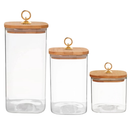 Pote de Vidro com Tampa de Bambu Hermético MODELOS DIVERSOS Porta Temperos Cozinha