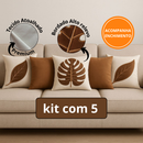 KIT 5 ALMOFADAS TERRACOTA LUXO | BORDADO ALTO RELEVO | BOUCLÉ + SUEDE | COM OU SEM ENCHIMENTO