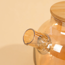 Chaleira De Vidro Bule que vai ao fogo 1 Litro Com Tampa de Bambu natural Com Cristal Vai ao fogo