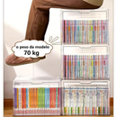 Caixa Organizadora de Livros Acrílico Grande Capacidade Transparente com Tampa Exibição Proteção Contra Poei