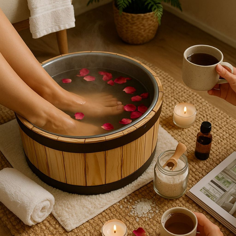 Tina Escalda Spa Bacia de Pedicure Unhas Balde Pinus Ôfuro Relaxamento de Pés e Mãos