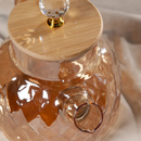 Chaleira De Vidro Bule que vai ao fogo 1 Litro Com Tampa de Bambu natural Com Cristal Vai ao fogo