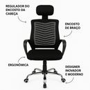 Cadeira de Escritório Presidente Apoio Encosto de Cabeça Ergonômica Executiva