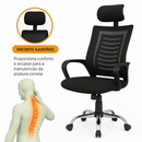 Cadeira de Escritório Presidente Apoio Encosto de Cabeça Ergonômica Executiva