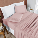 🛏️ Jogo de Lençol 4 Peças Percal 200 Fios Lese Bordado Inglês