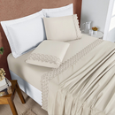 🛏️ Jogo de Lençol 4 Peças Percal 200 Fios Lese Bordado Inglês