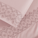 Jogo de Lençol 4 Peças King/Queen Size/Casal Padrão/Solteiro Percal 200 Fios Lese Bordado Inglês