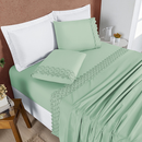 Jogo de Lençol 4 Peças King/Queen Size/Casal Padrão/Solteiro Percal 200 Fios Lese Bordado Inglês