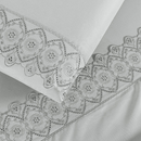 Jogo de Lençol 4 Peças King/Queen Size/Casal Padrão/Solteiro Percal 200 Fios Lese Bordado Inglês