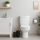 Kit Banheiro Completo Lixeira C/ Tampa Detalhes Em Bambu Luxo