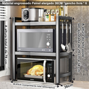 Suporte de Microondas Ajustável em Aço Carbono I Prateleira de 2/3 Camadas I Prateleira de Armazenamento de Cozinha