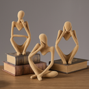 Trio de Estatuas Pensador de Gesso Escultura Nórdica Abstrata Moderna Decoração Casa Escritório Enfeite de Sala