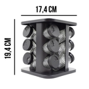 Porta Temperos Profissional Giratório 12 Potes Vidro OFERTA com Tampa Dosadora Condimentos Imediato