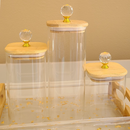 Pote de Vidro com Tampa de Bambu Hermético MODELOS DIVERSOS Porta Temperos Cozinha