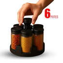 Porta Temperos Profissional Giratório 12/6 Potes Vidro com Tampa Dosadora - Lumina Home Beauty