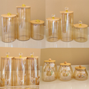 Pote de Vidro com Tampa de Bambu Hermético MODELOS DIVERSOS Porta Temperos Cozinha