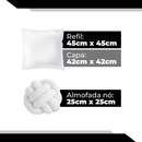 Kit 04 Almofadas Cheias Lisa Mais Nozinho Modernas Simples Coloridas