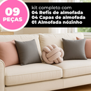 Kit 04 Almofadas Cheias Lisa Mais Nozinho Modernas Simples Coloridas
