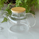 Chaleira de Vidro com Filtro e Tampa de Bambu 1L – O Ritual Perfeito do Chá