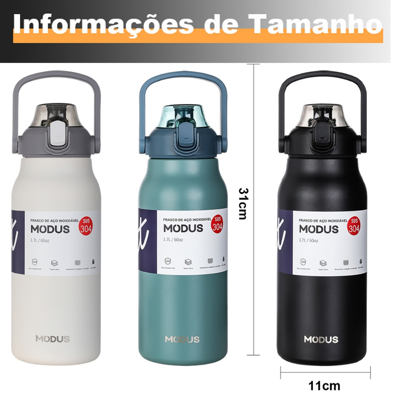 MODUS Garrafa Térmica De Viagem Inox 1700ml Com Isolamento A Vácuo