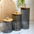 Pote de Vidro com Tampa de Bambu Hermético MODELOS DIVERSOS Porta Temperos Cozinha